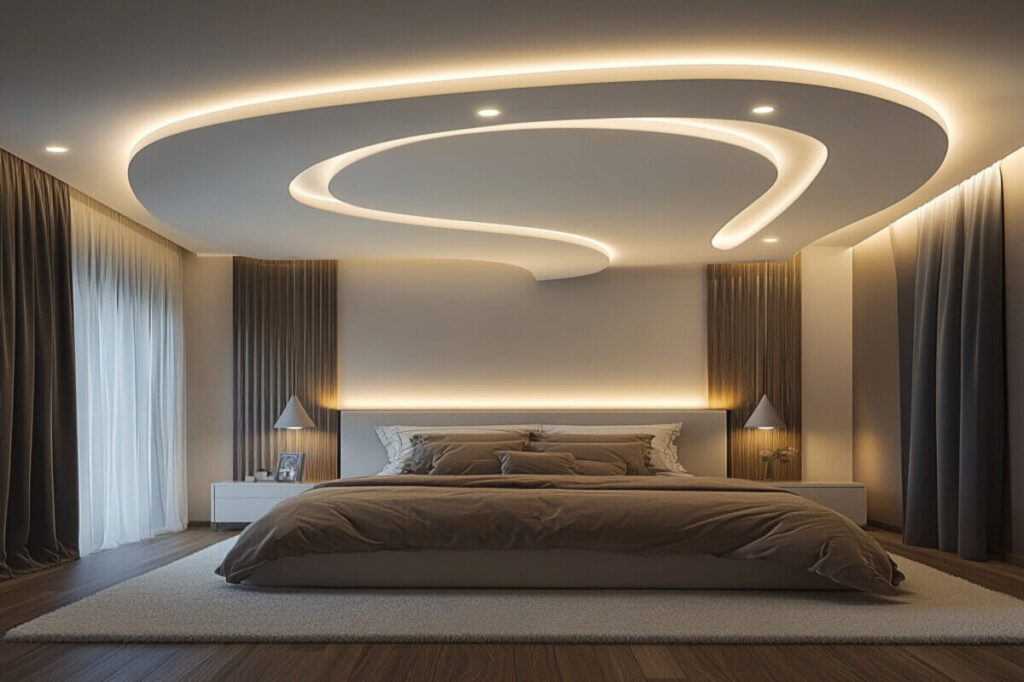 Layered Modern Bedroom Ceiling Designs